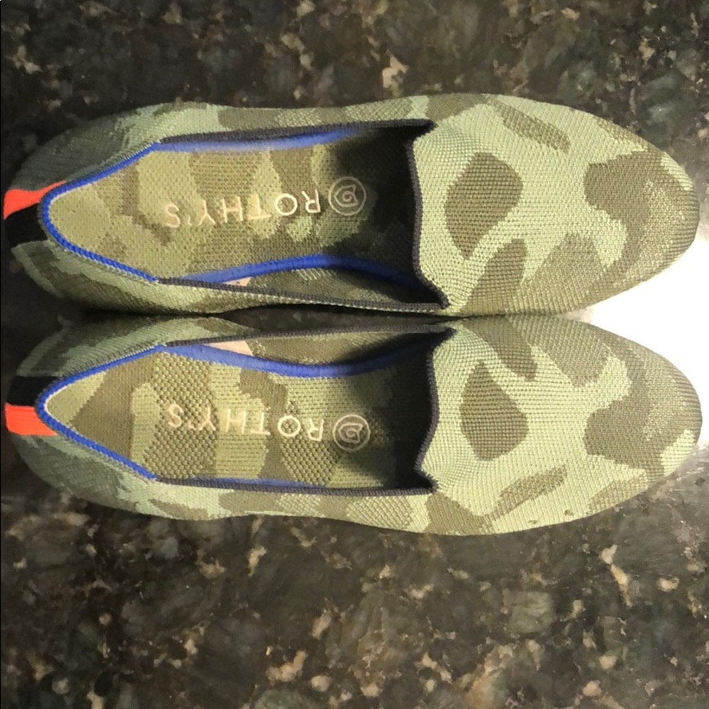 Rothy’s green Camo Loafers